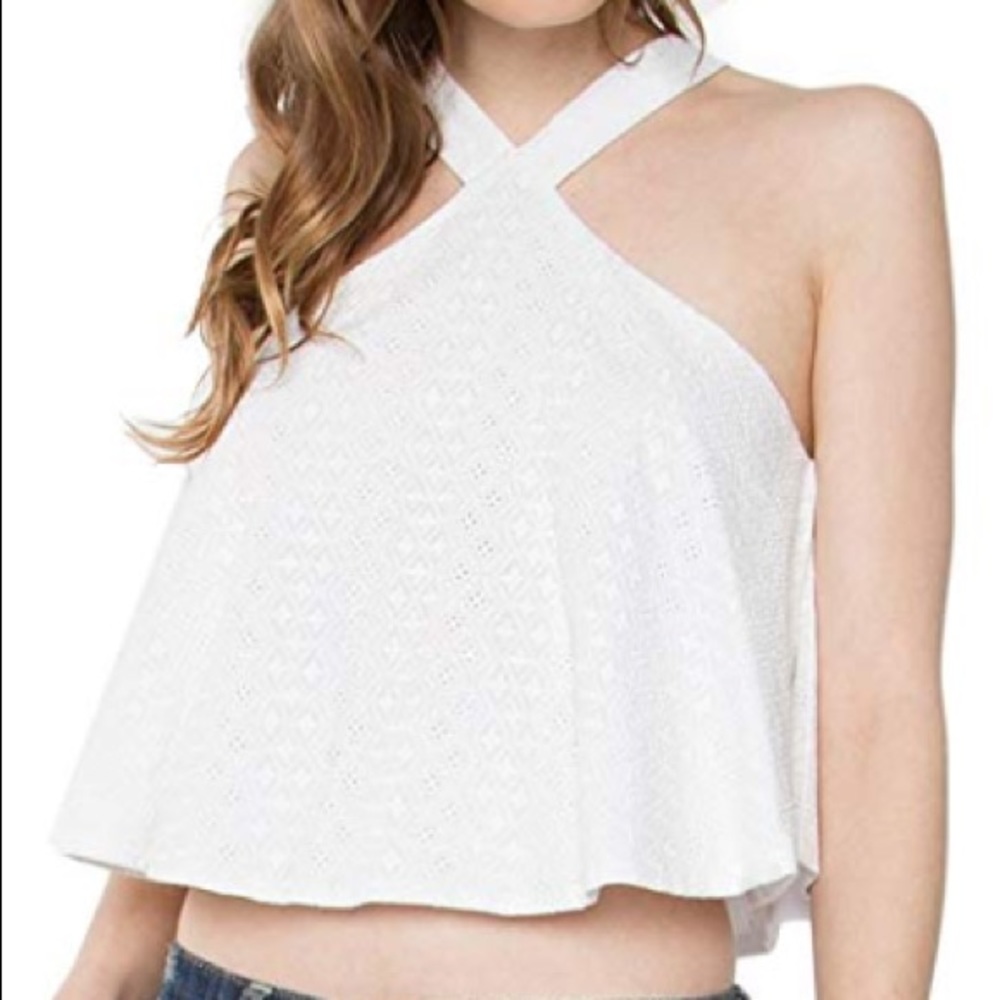 Sugar Lips White Eyelet Tank Top